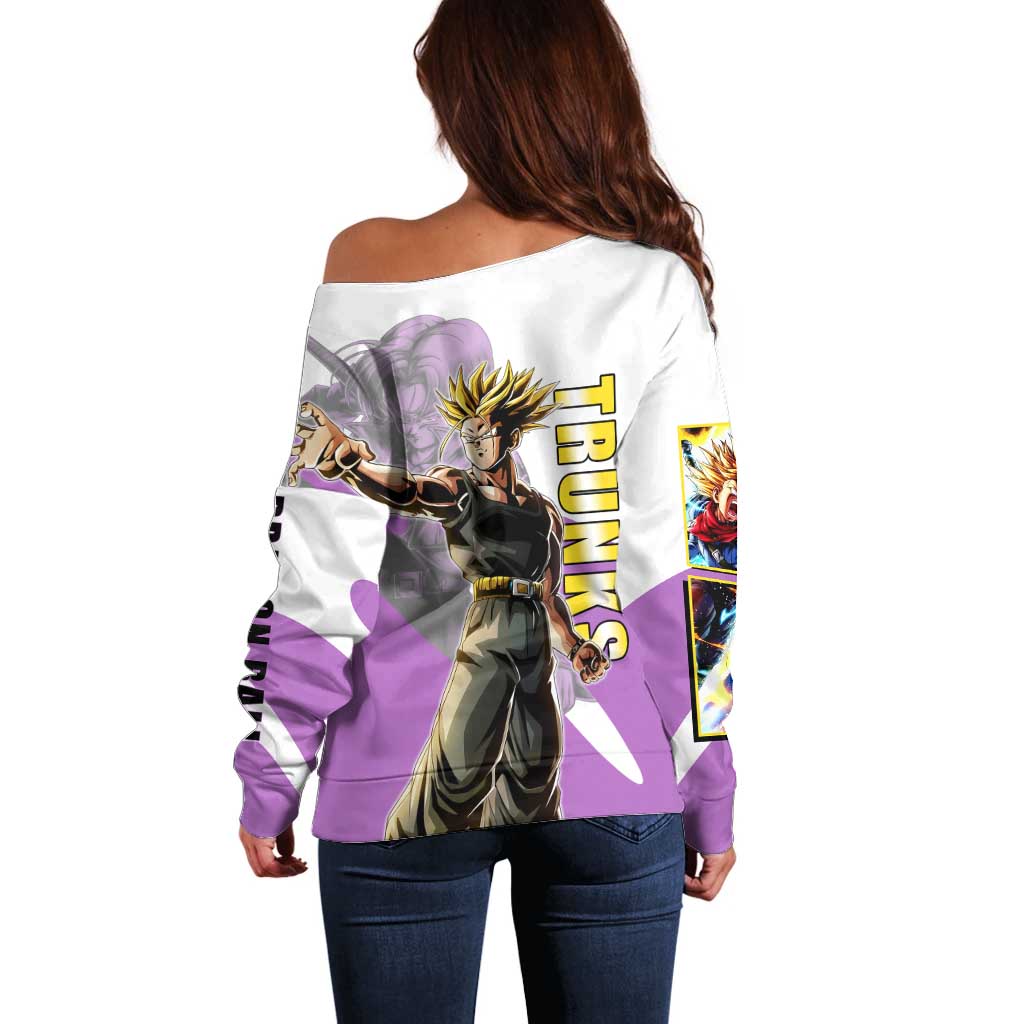 Trunks Time Warrior Off Shoulder Sweater Dynamic Anime Sword Style