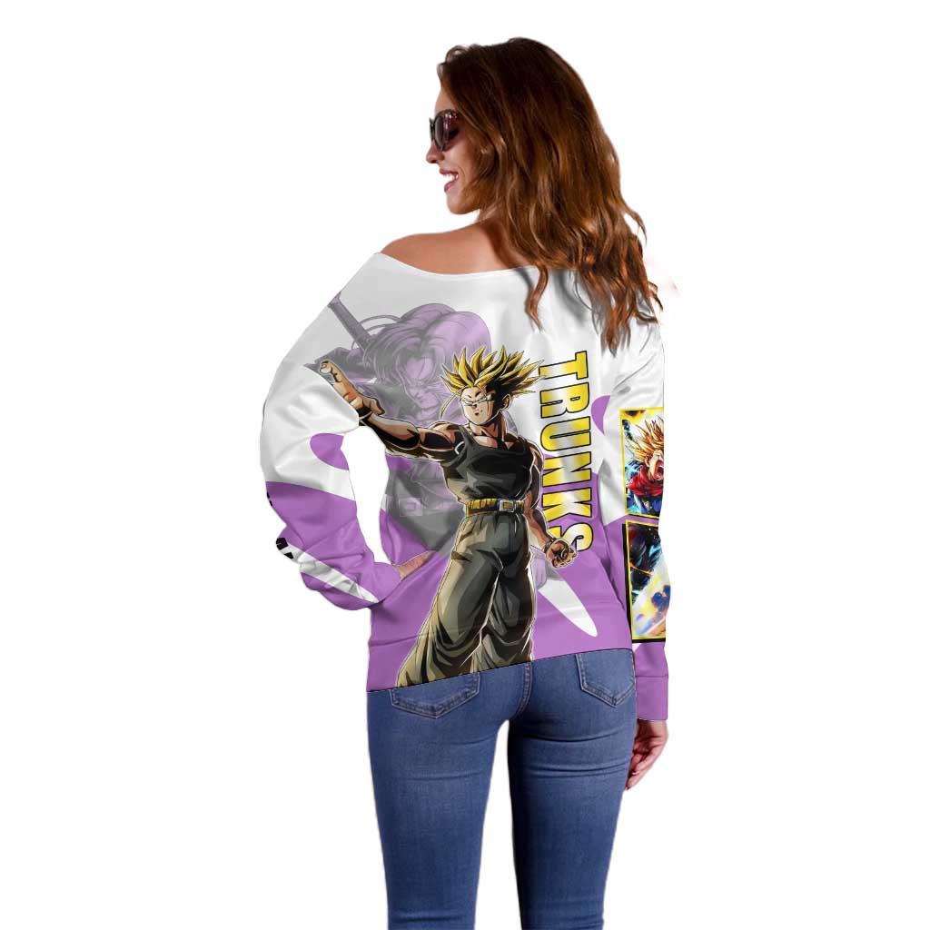 Trunks Time Warrior Off Shoulder Sweater Dynamic Anime Sword Style