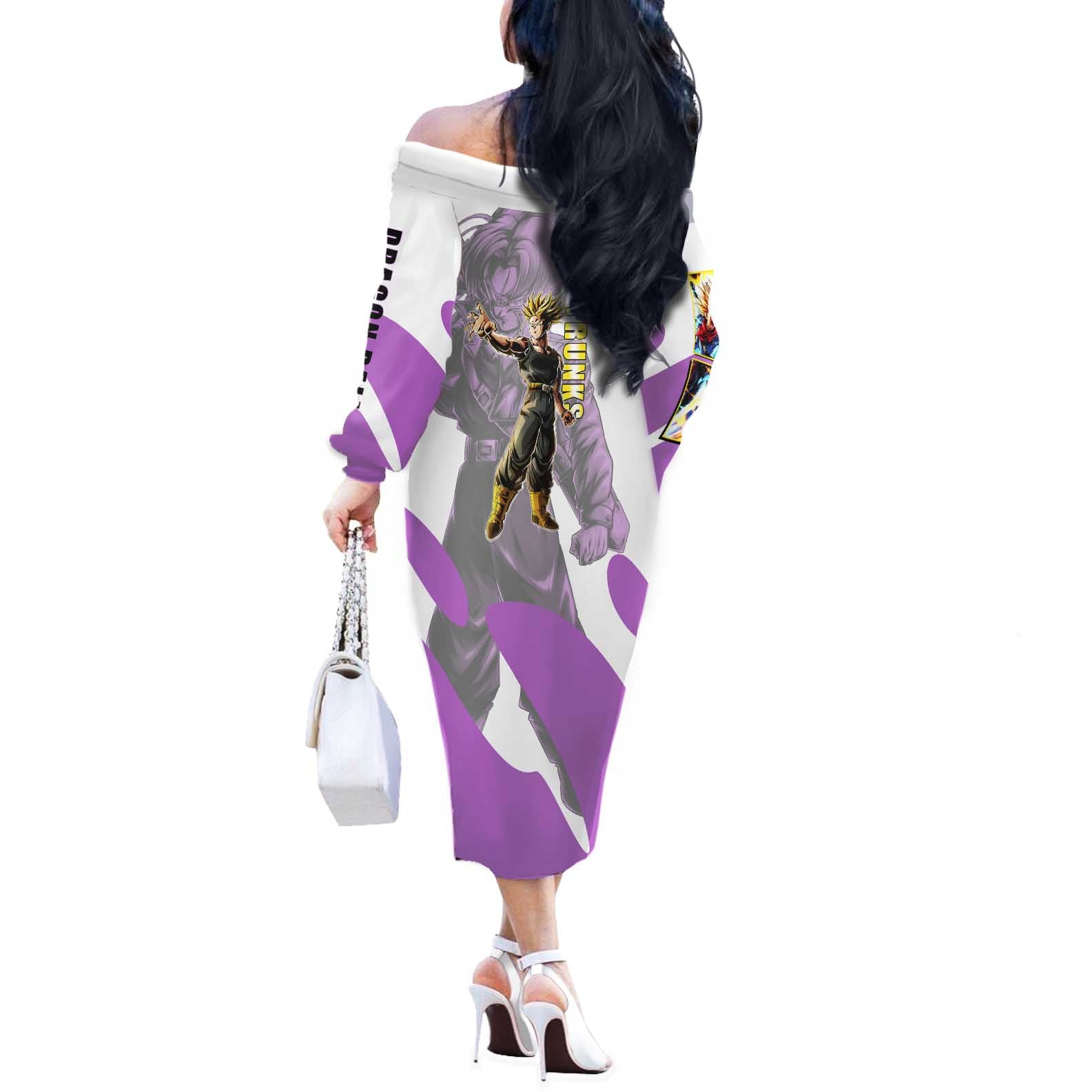 Trunks Time Warrior Off The Shoulder Long Sleeve Dress Dynamic Anime Sword Style
