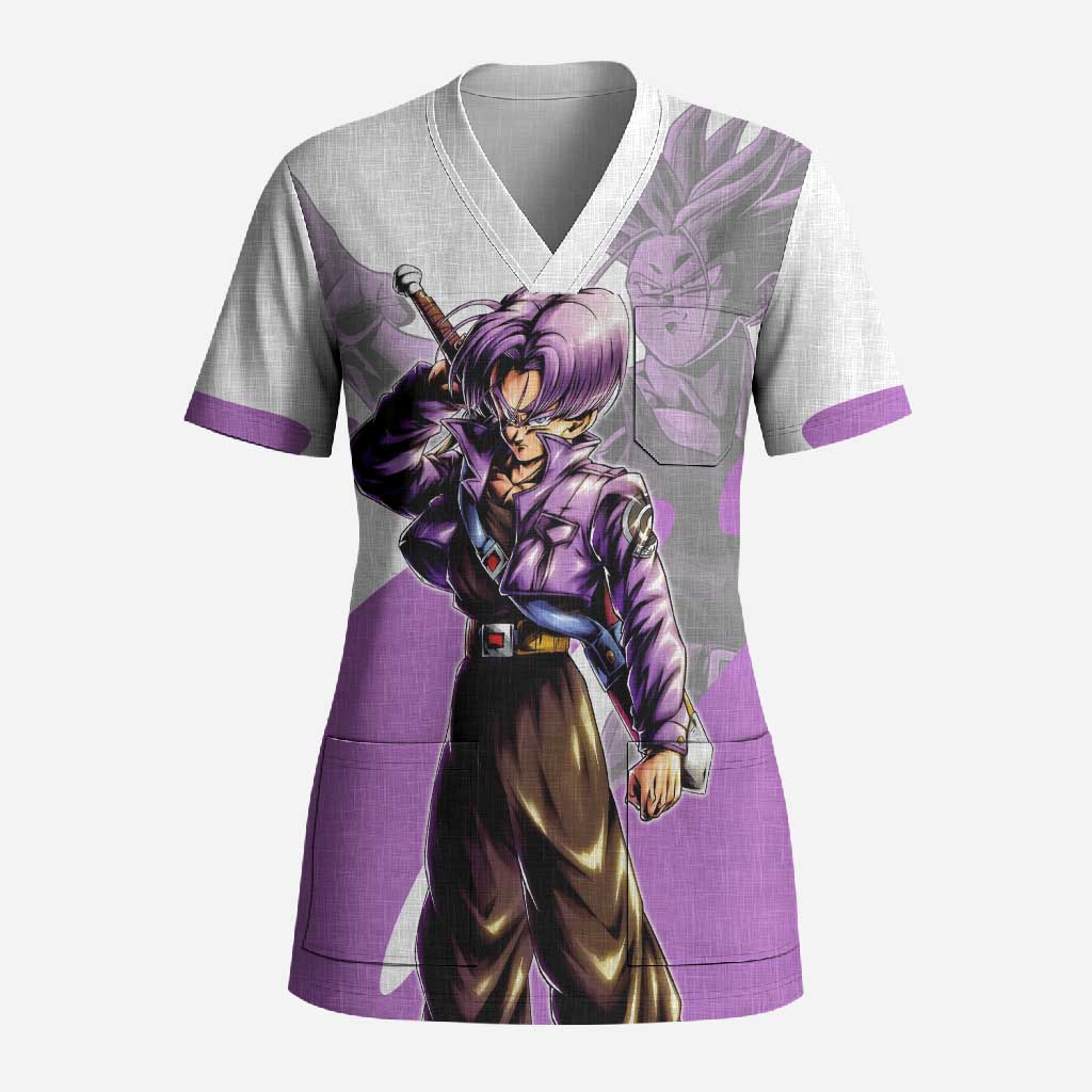 Trunks Time Warrior Scrub Top Dynamic Anime Sword Style