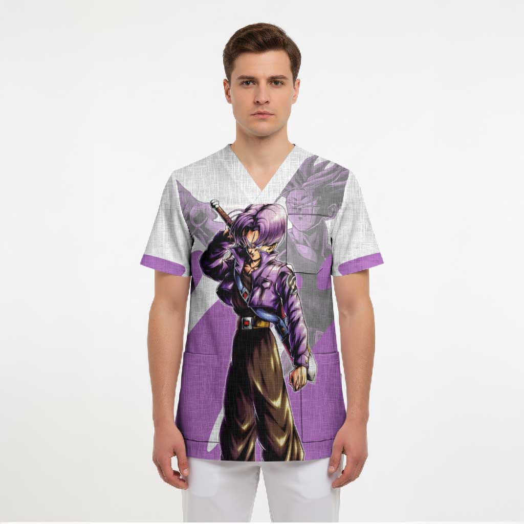 Trunks Time Warrior Scrub Top Dynamic Anime Sword Style