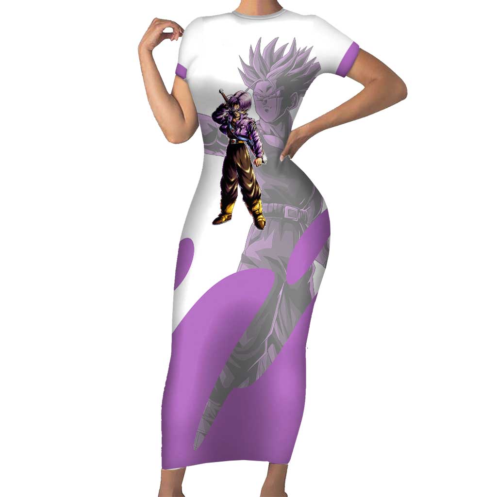 Trunks Time Warrior Short Sleeve Bodycon Dress Dynamic Anime Sword Style