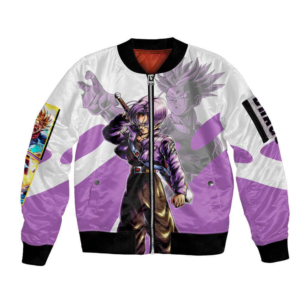 Trunks Time Warrior Sleeve Zip Bomber Jacket Dynamic Anime Sword Style