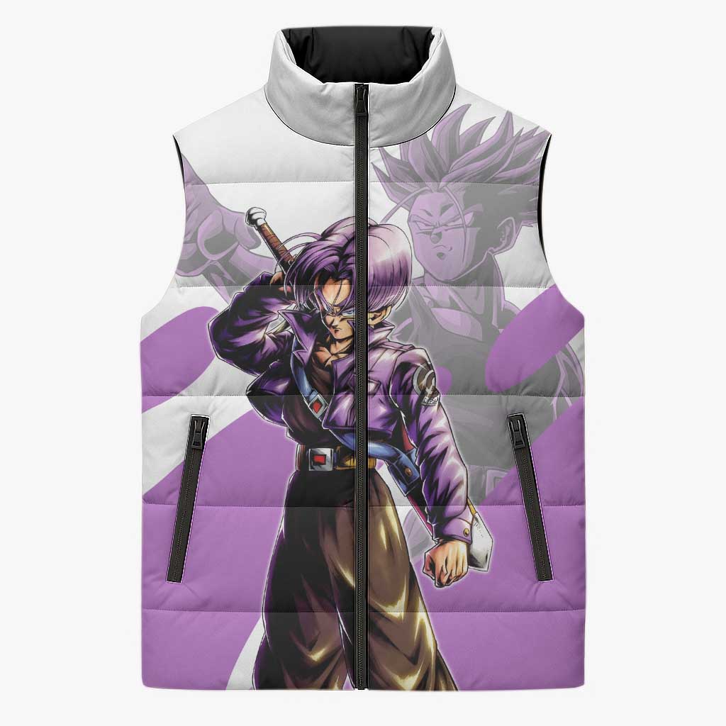 Trunks Time Warrior Sleeveless Puffer Jacket Dynamic Anime Sword Style