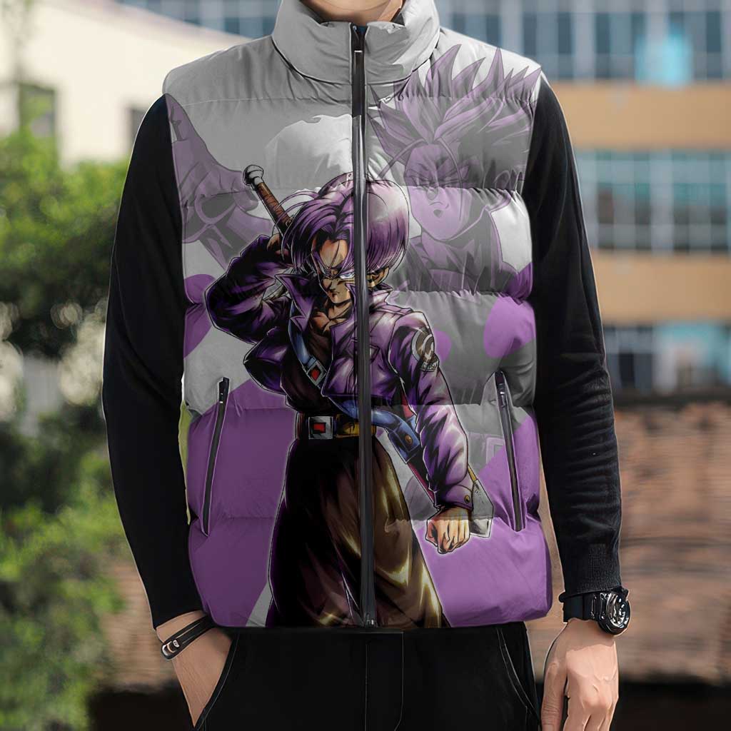Trunks Time Warrior Sleeveless Puffer Jacket Dynamic Anime Sword Style
