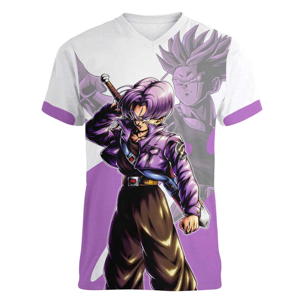 Trunks Time Warrior Women V-Neck T-Shirt Dynamic Anime Sword Style