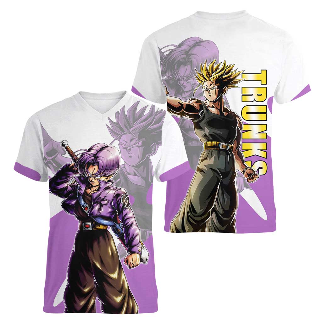 Trunks Time Warrior Women V-Neck T-Shirt Dynamic Anime Sword Style