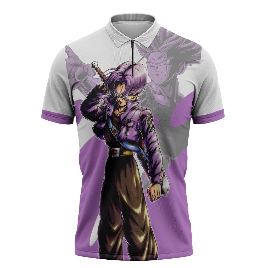 Trunks Time Warrior Zipper Polo Shirt Dynamic Anime Sword Style
