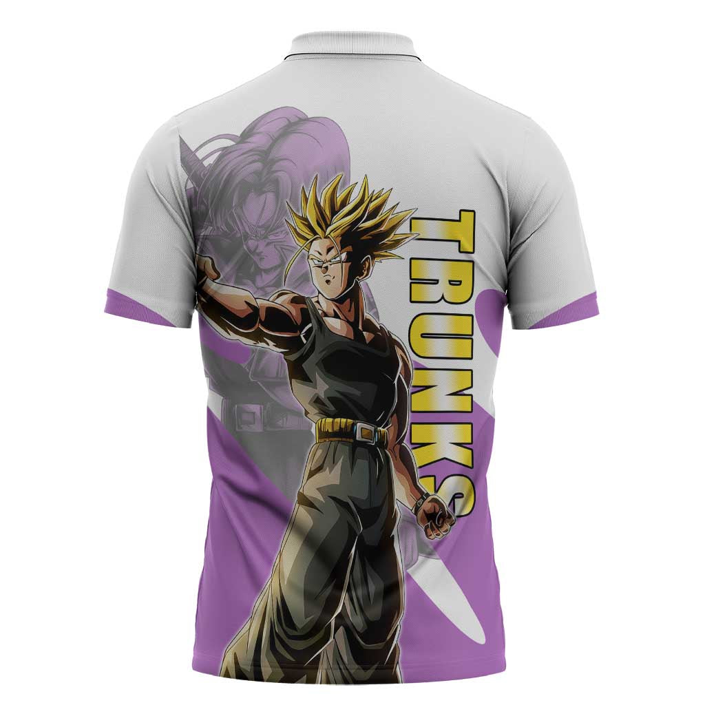 Trunks Time Warrior Zipper Polo Shirt Dynamic Anime Sword Style