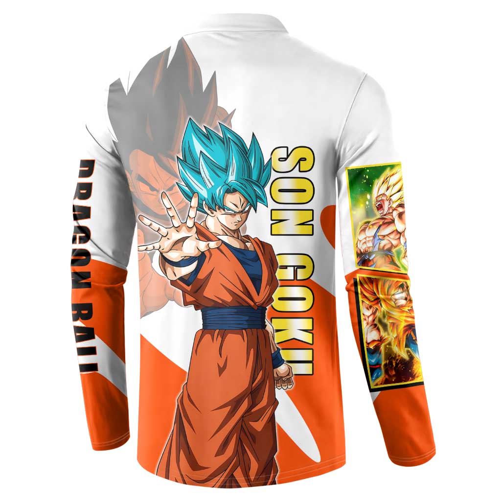Son Goku Kamehameha Legend Button Sweatshirt Iconic Anime Battle Style