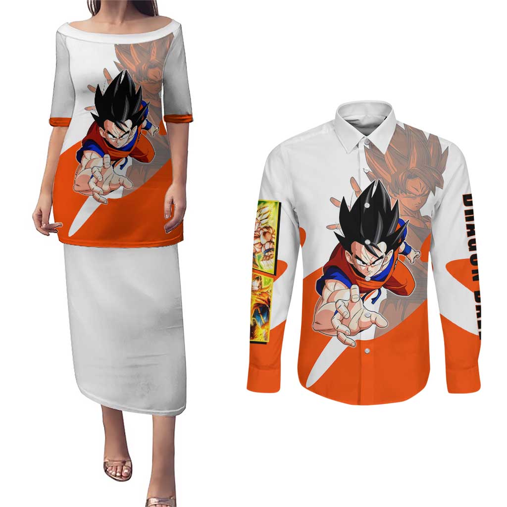 Son Goku Kamehameha Legend Couples Matching Puletasi and Long Sleeve Button Shirt Iconic Anime Battle Style
