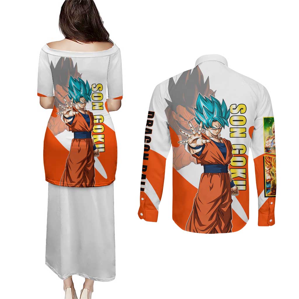 Son Goku Kamehameha Legend Couples Matching Puletasi and Long Sleeve Button Shirt Iconic Anime Battle Style