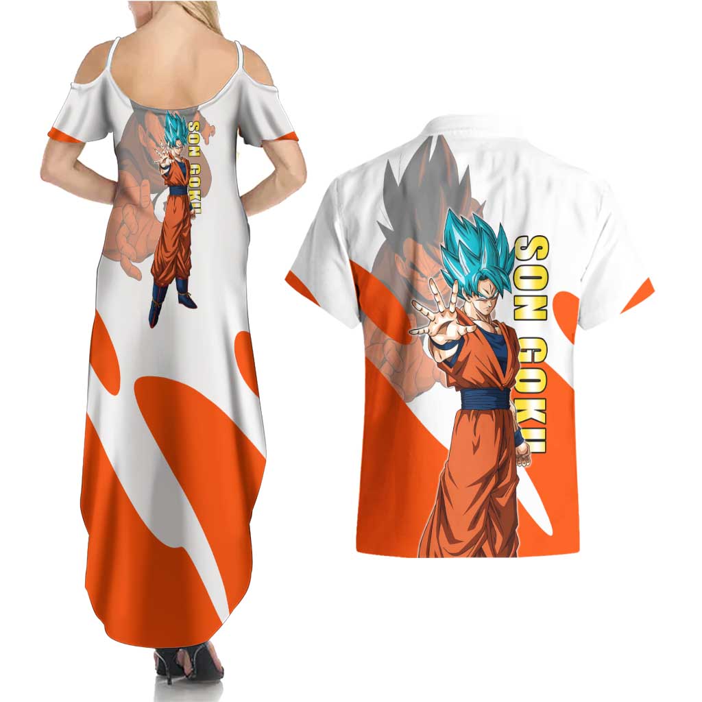 Son Goku Kamehameha Legend Couples Matching Summer Maxi Dress and Hawaiian Shirt Iconic Anime Battle Style