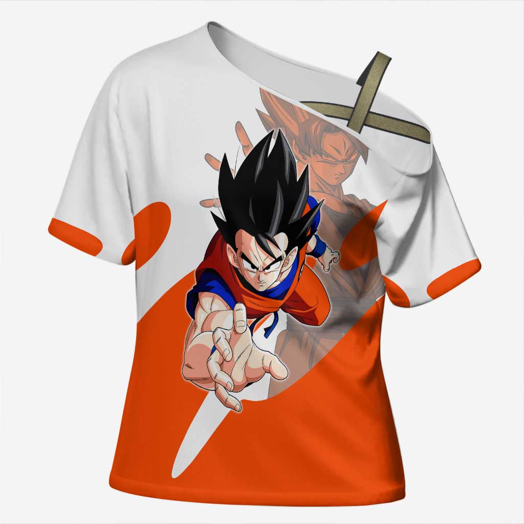 Son Goku Kamehameha Legend Cross Shoulder Shirt Iconic Anime Battle Style