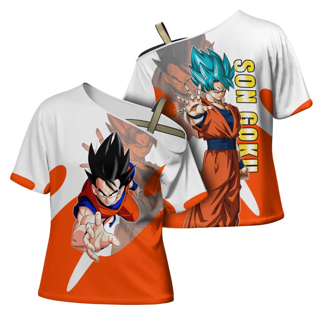 Son Goku Kamehameha Legend Cross Shoulder Shirt Iconic Anime Battle Style