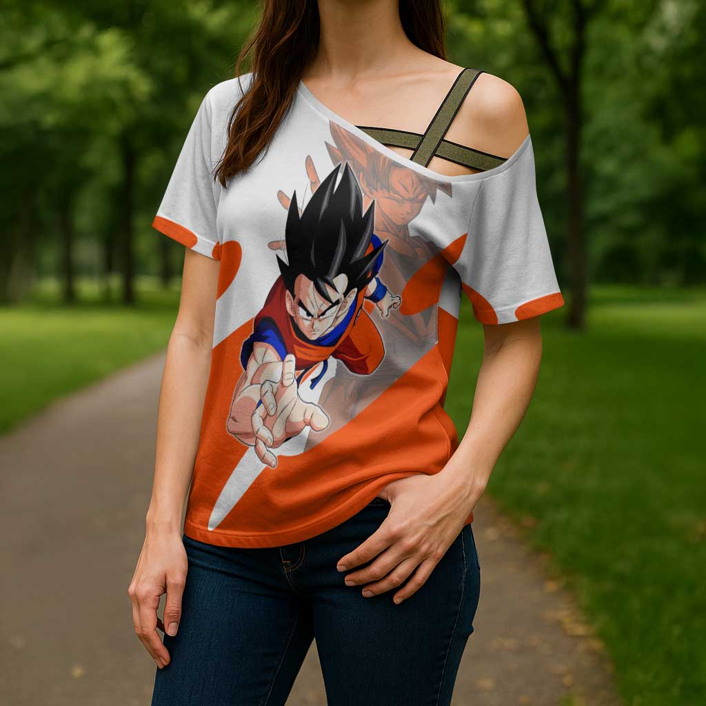 Son Goku Kamehameha Legend Cross Shoulder Shirt Iconic Anime Battle Style