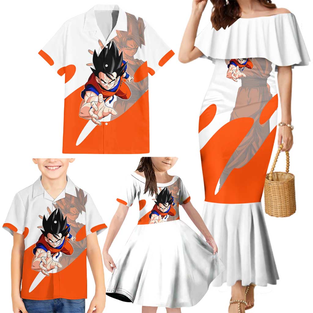 Son Goku Kamehameha Legend Family Matching Mermaid Dress and Hawaiian Shirt Iconic Anime Battle Style