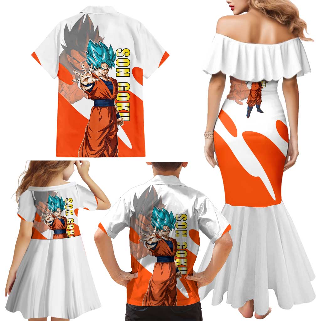 Son Goku Kamehameha Legend Family Matching Mermaid Dress and Hawaiian Shirt Iconic Anime Battle Style