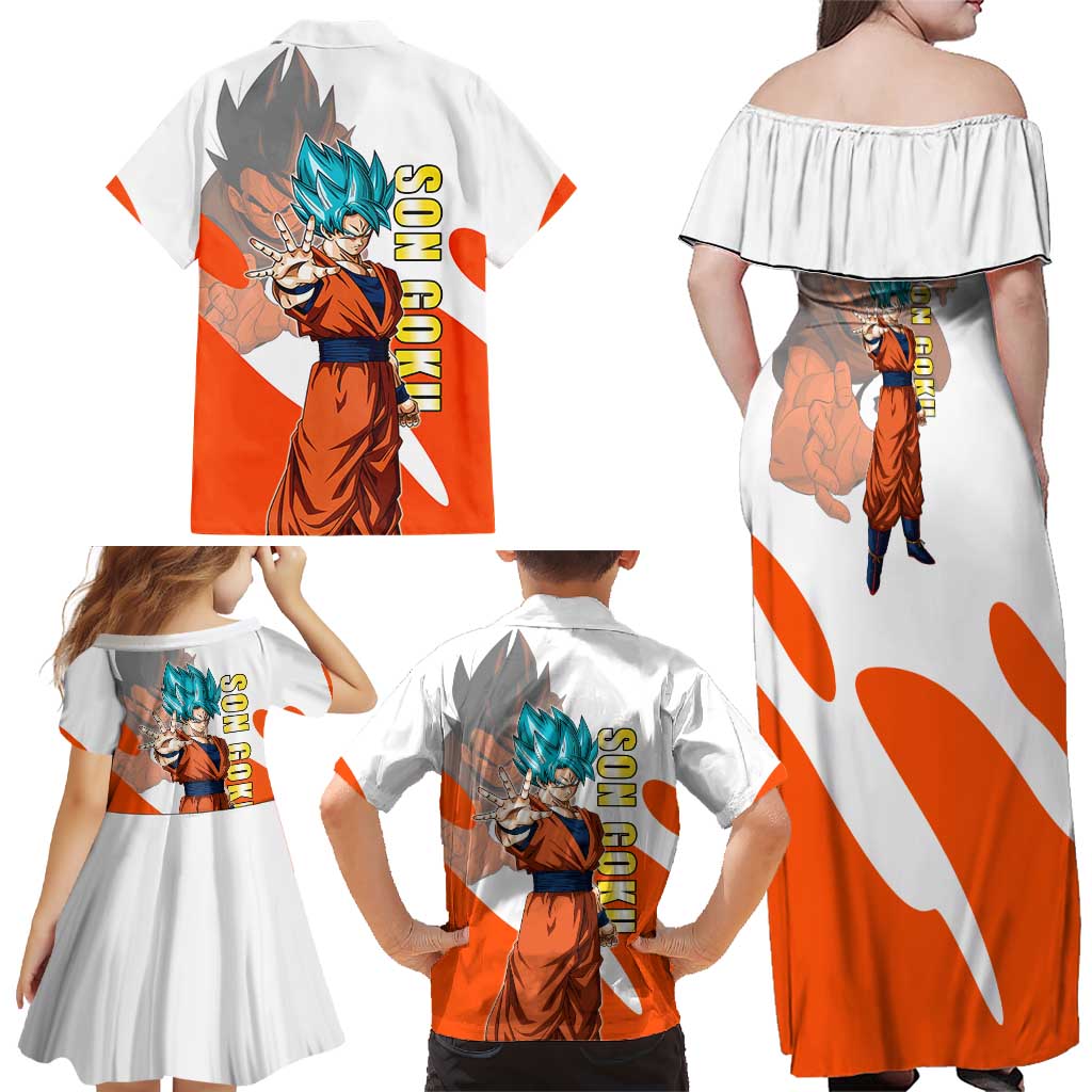 Son Goku Kamehameha Legend Family Matching Off Shoulder Maxi Dress and Hawaiian Shirt Iconic Anime Battle Style