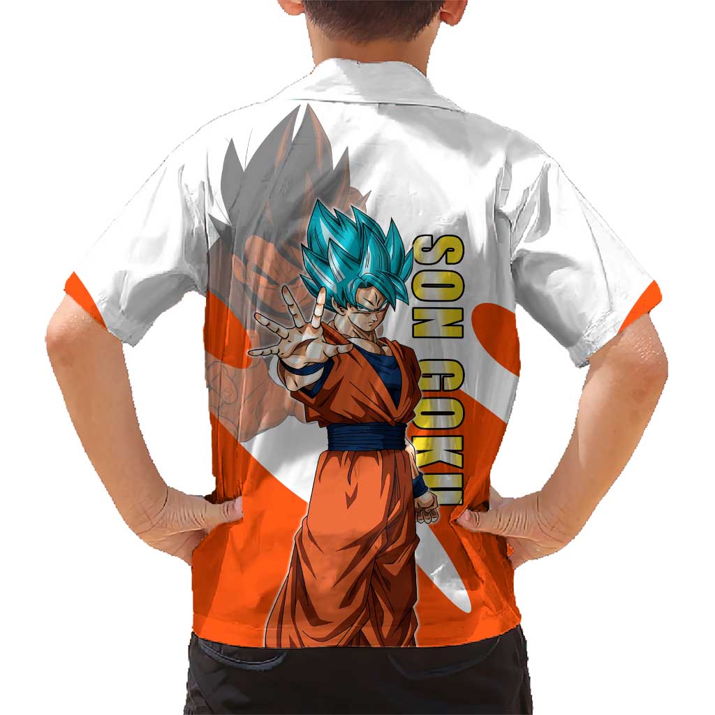 Son Goku Kamehameha Legend Family Matching Off Shoulder Short Dress and Hawaiian Shirt Iconic Anime Battle Style
