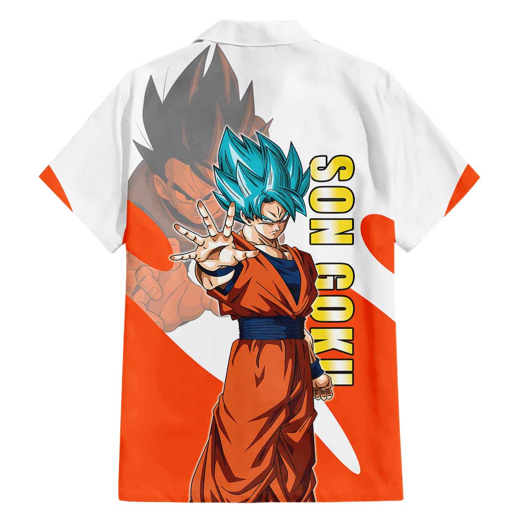Son Goku Kamehameha Legend Family Matching Off Shoulder Short Dress and Hawaiian Shirt Iconic Anime Battle Style