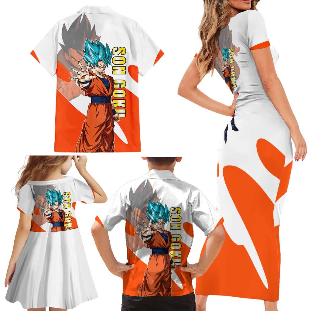 Son Goku Kamehameha Legend Family Matching Short Sleeve Bodycon Dress and Hawaiian Shirt Iconic Anime Battle Style