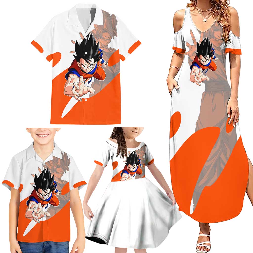 Son Goku Kamehameha Legend Family Matching Summer Maxi Dress and Hawaiian Shirt Iconic Anime Battle Style