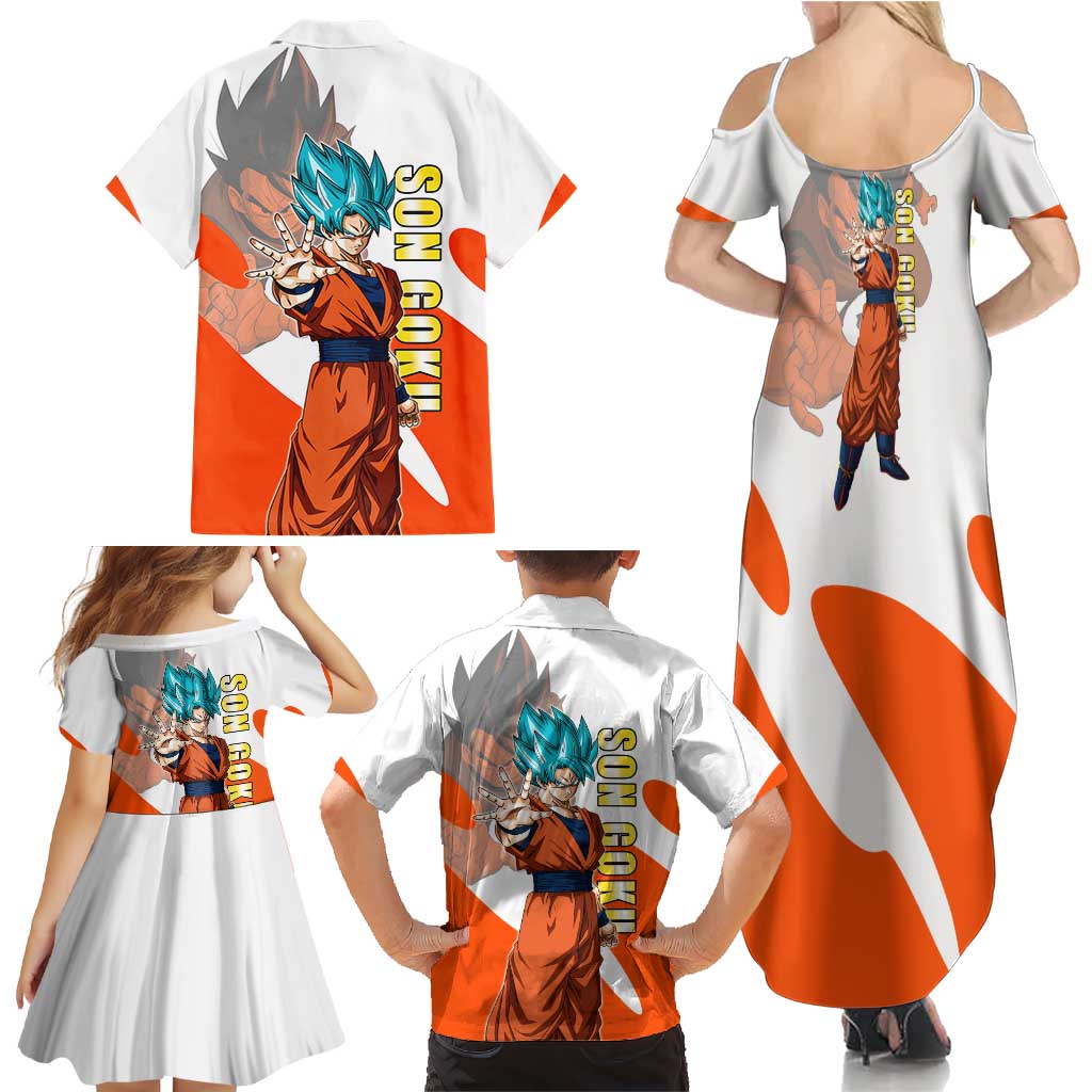 Son Goku Kamehameha Legend Family Matching Summer Maxi Dress and Hawaiian Shirt Iconic Anime Battle Style