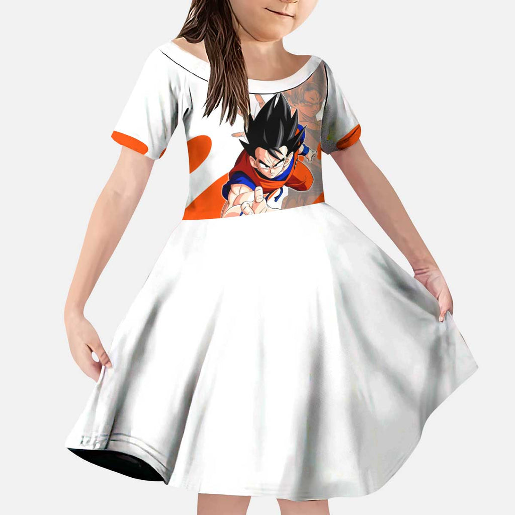 Son Goku Kamehameha Legend Kid Short Sleeve Dress Iconic Anime Battle Style
