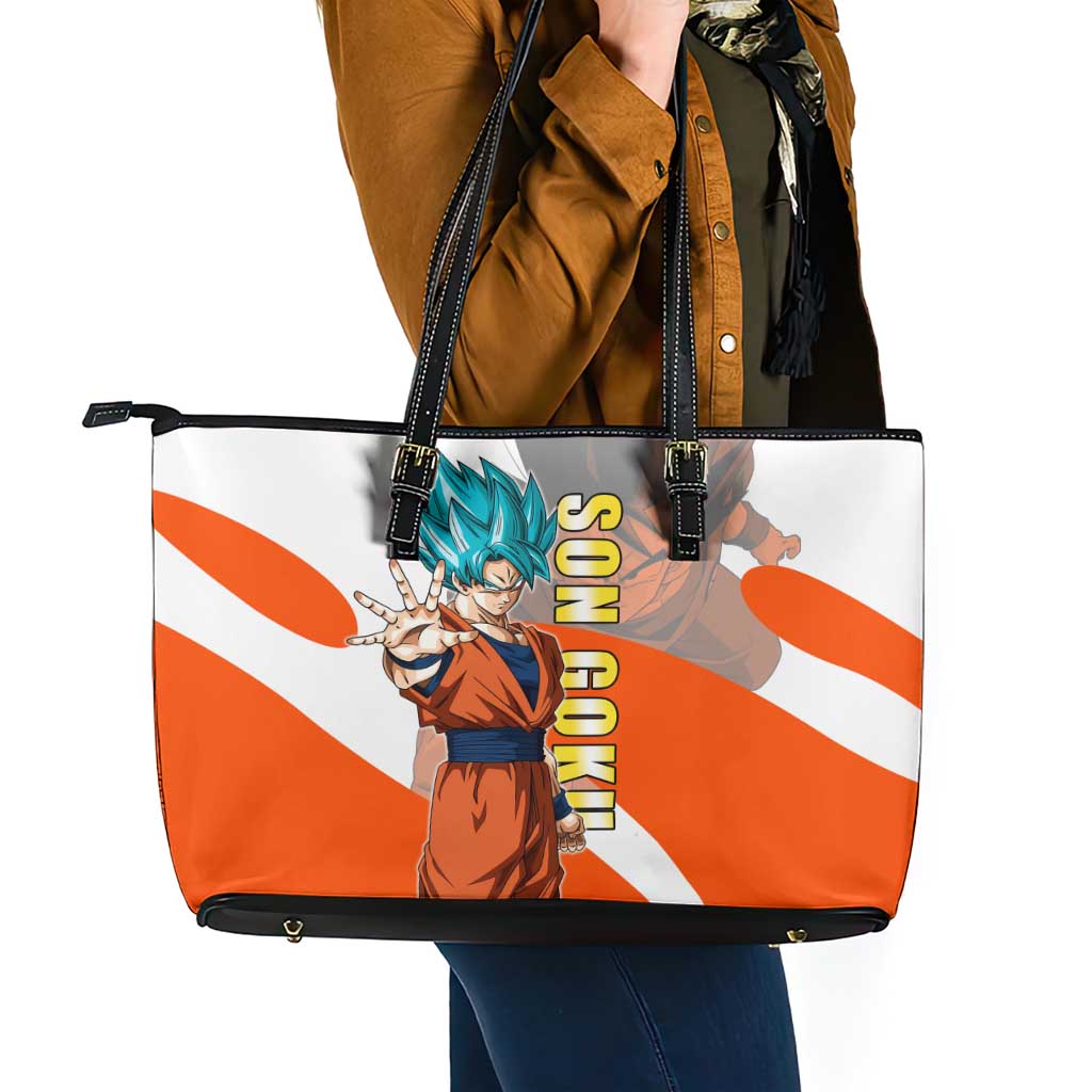 Son Goku Kamehameha Legend Leather Tote Bag Iconic Anime Battle Style