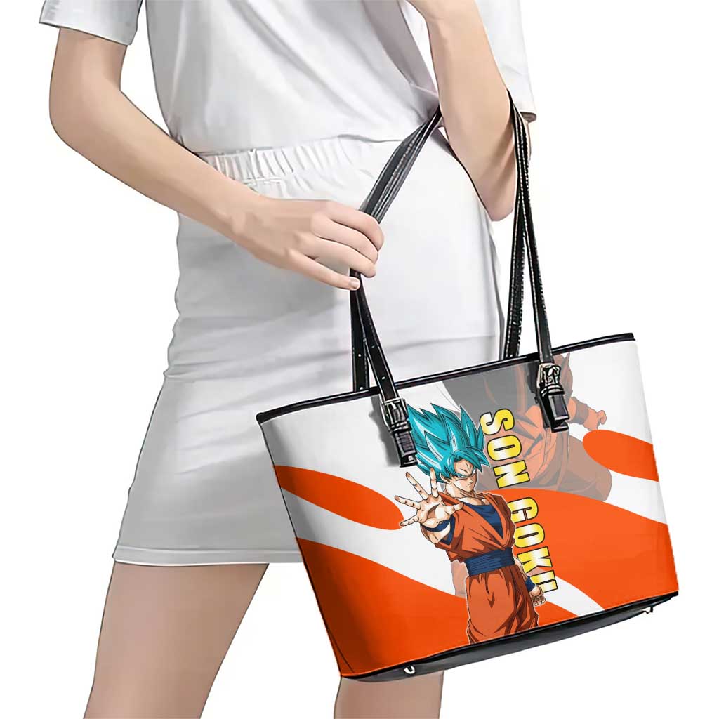 Son Goku Kamehameha Legend Leather Tote Bag Iconic Anime Battle Style