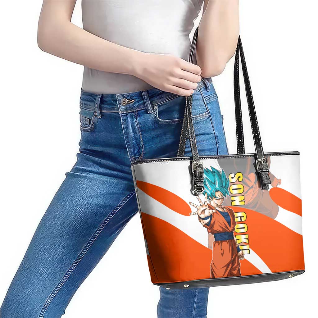 Son Goku Kamehameha Legend Leather Tote Bag Iconic Anime Battle Style