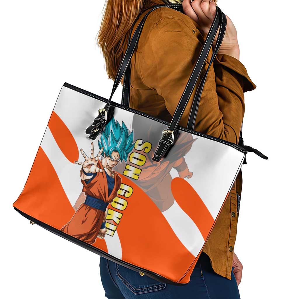 Son Goku Kamehameha Legend Leather Tote Bag Iconic Anime Battle Style