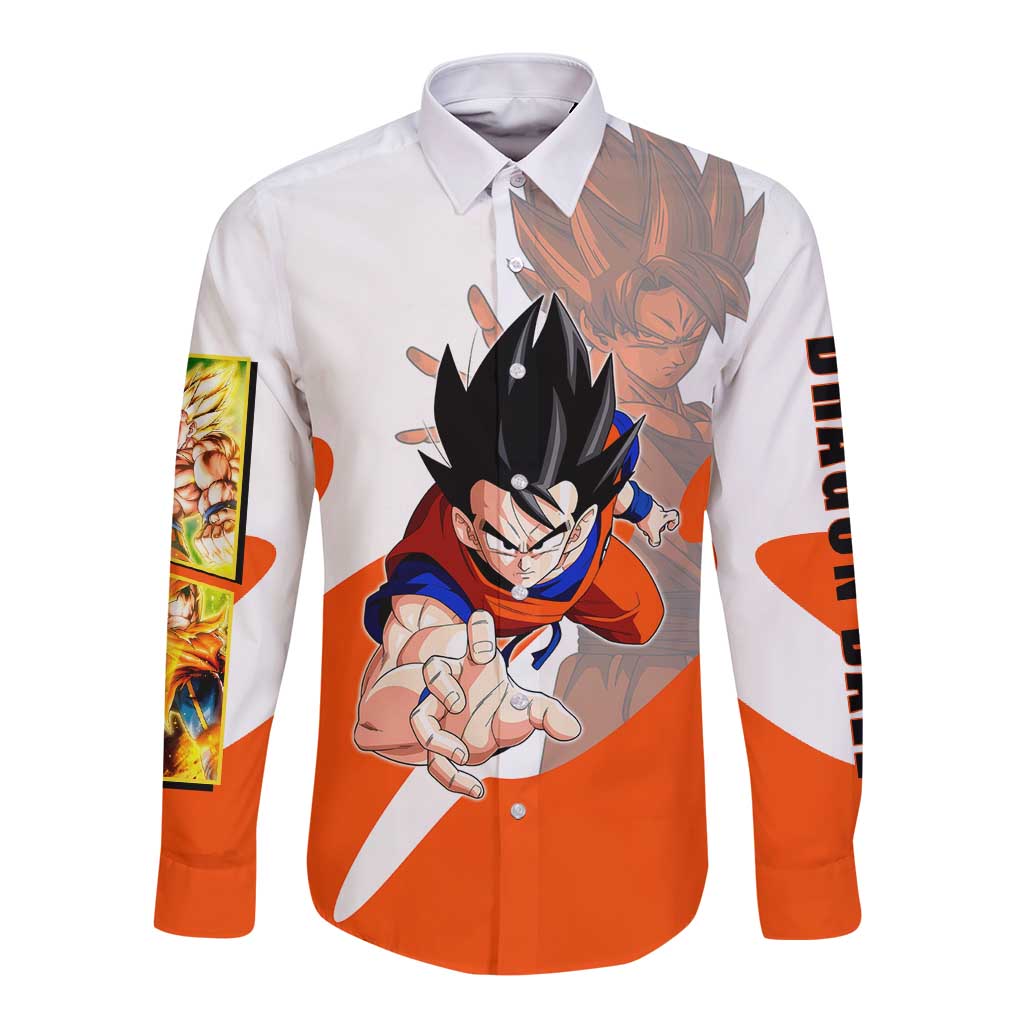 Son Goku Kamehameha Legend Long Sleeve Button Shirt Iconic Anime Battle Style