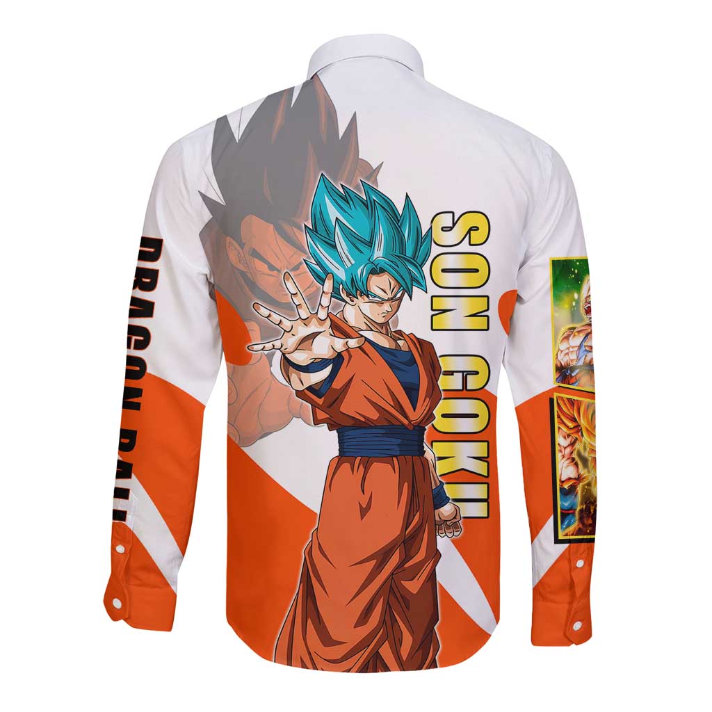 Son Goku Kamehameha Legend Long Sleeve Button Shirt Iconic Anime Battle Style