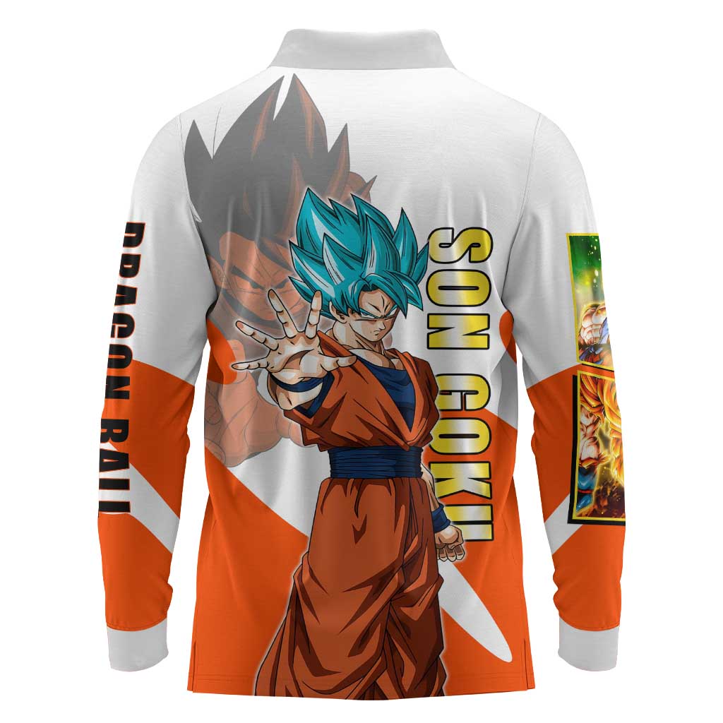 Son Goku Kamehameha Legend Long Sleeve Polo Shirt Iconic Anime Battle Style