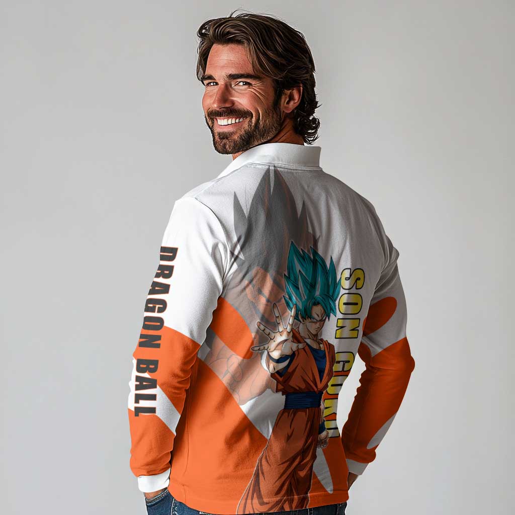 Son Goku Kamehameha Legend Long Sleeve Polo Shirt Iconic Anime Battle Style