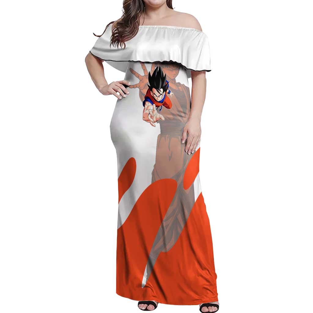 Son Goku Kamehameha Legend Off Shoulder Maxi Dress Iconic Anime Battle Style