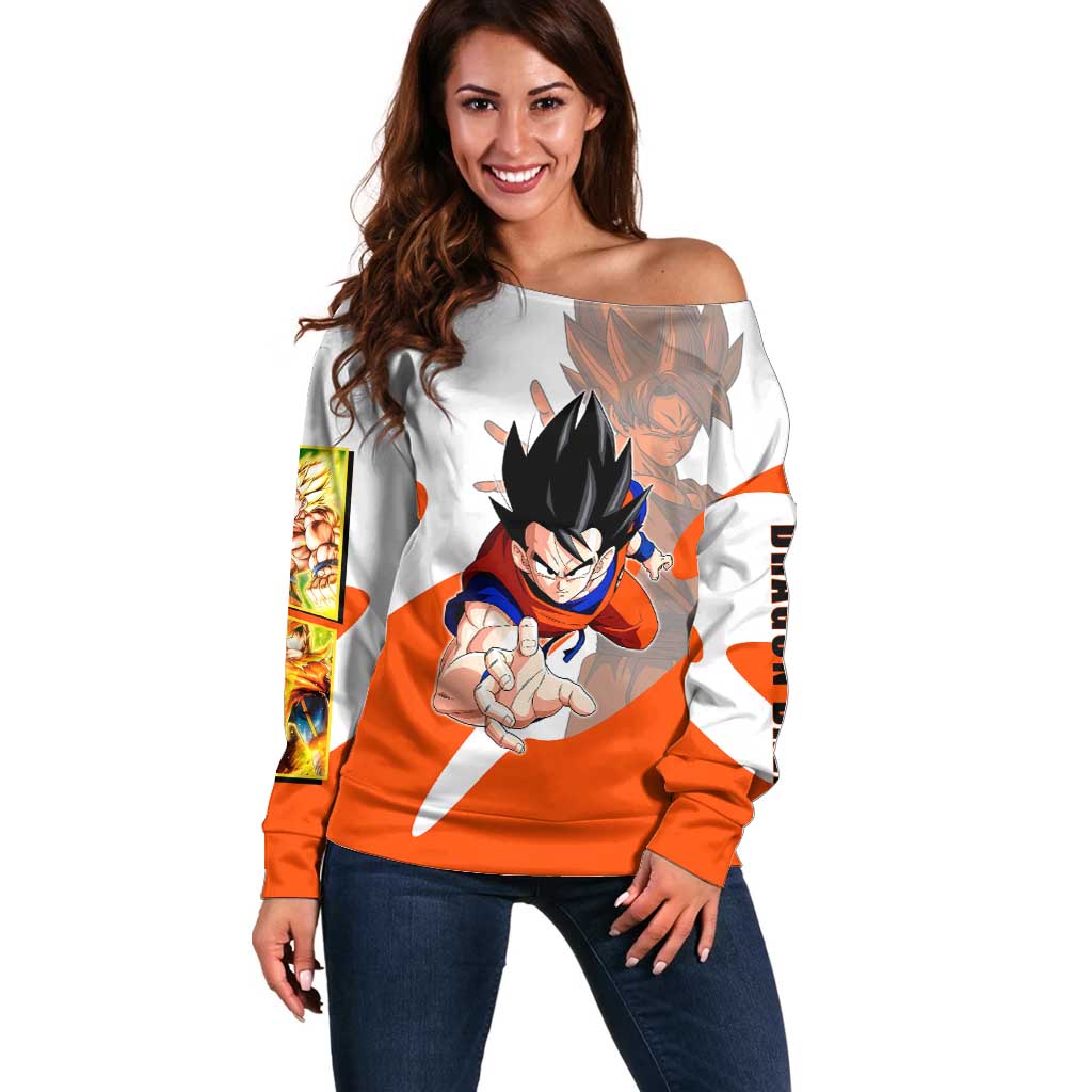 Son Goku Kamehameha Legend Off Shoulder Sweater Iconic Anime Battle Style