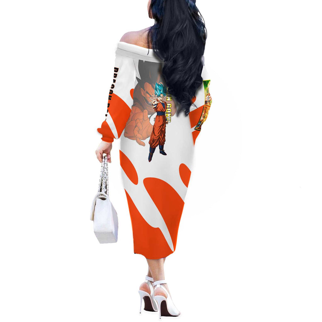 Son Goku Kamehameha Legend Off The Shoulder Long Sleeve Dress Iconic Anime Battle Style
