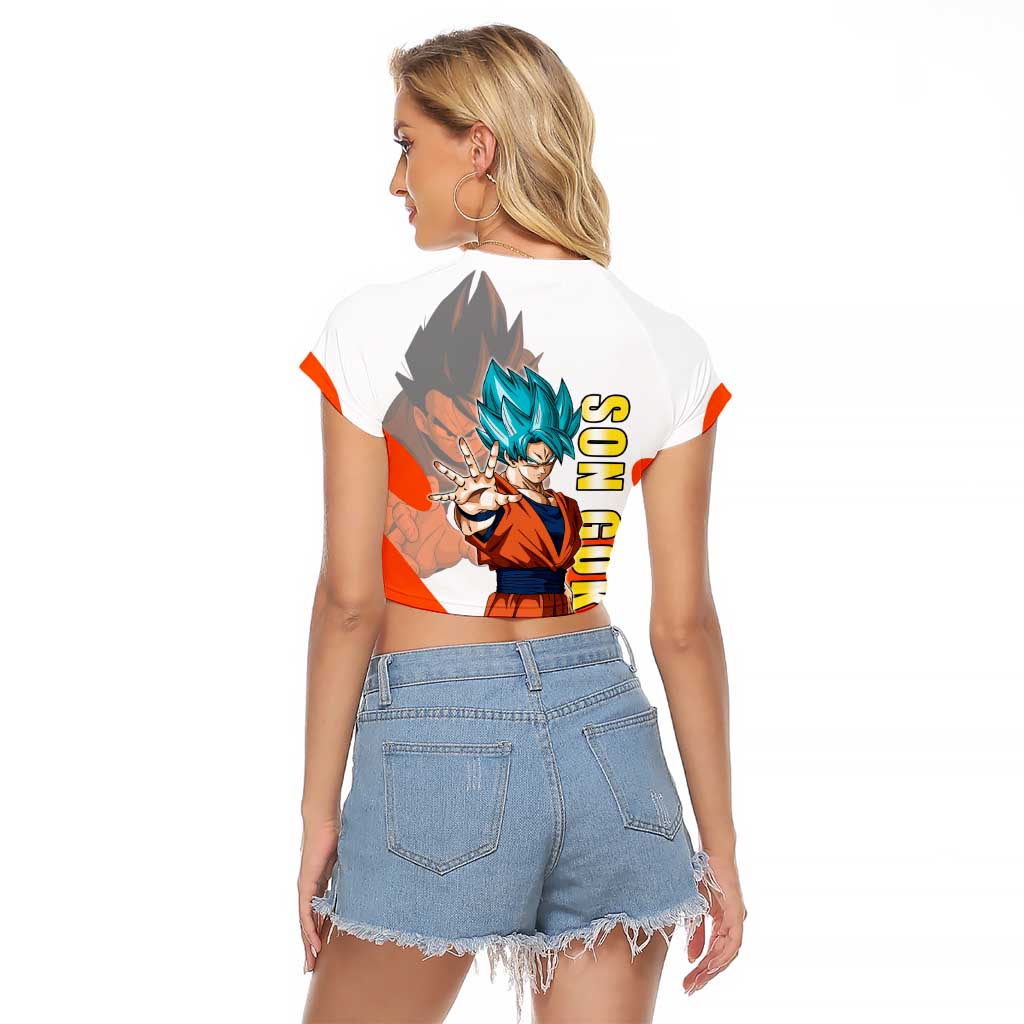 Son Goku Kamehameha Legend Raglan Cropped T Shirt Iconic Anime Battle Style