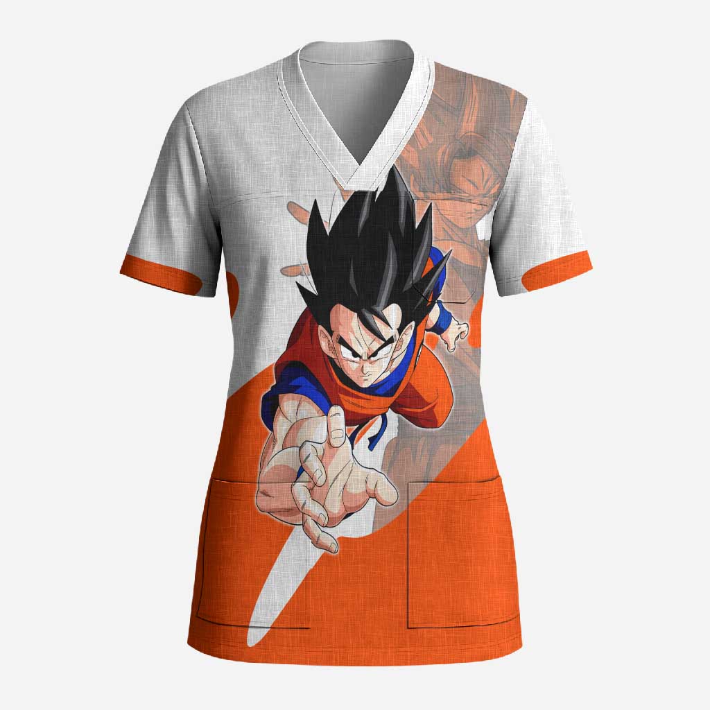 Son Goku Kamehameha Legend Scrub Top Iconic Anime Battle Style