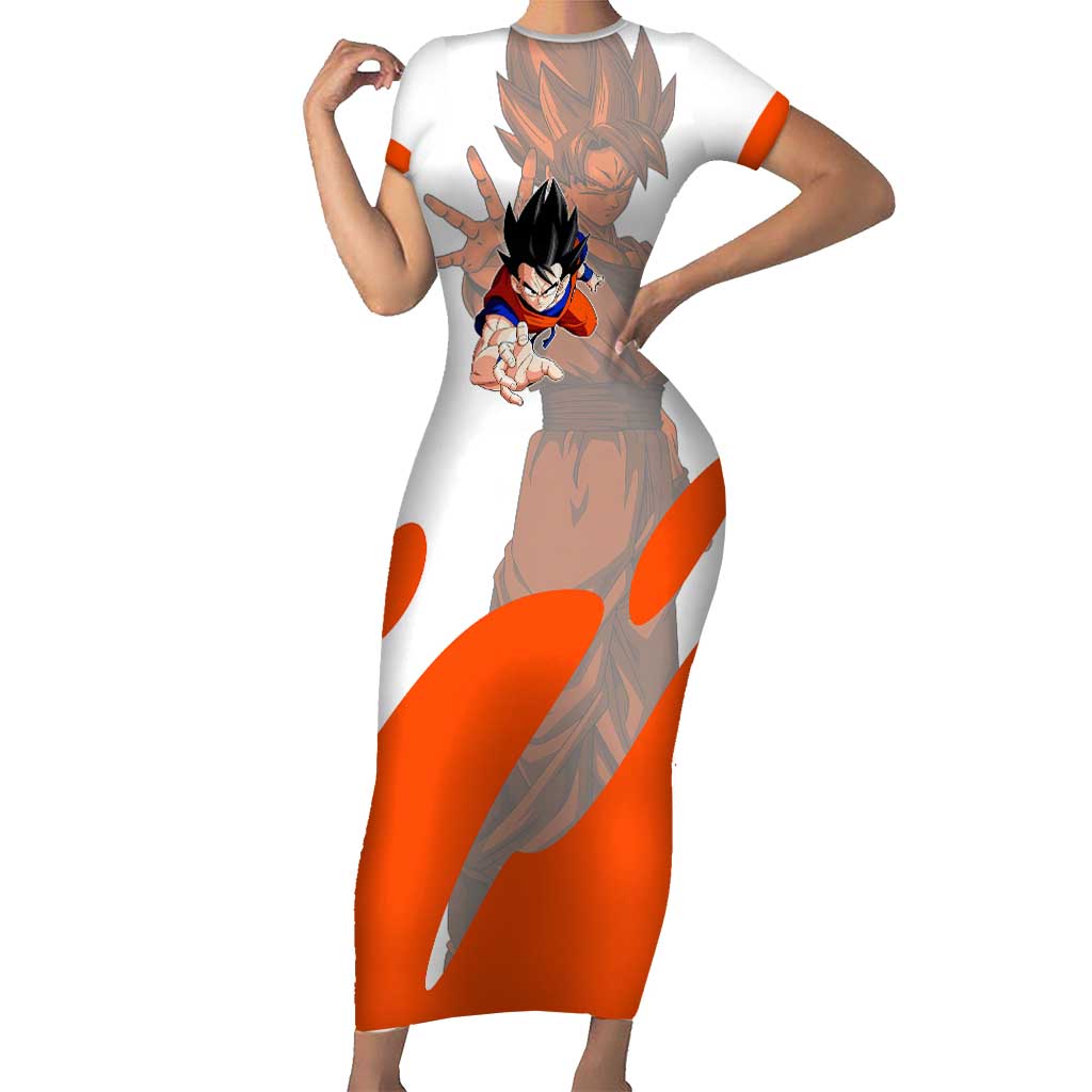 Son Goku Kamehameha Legend Short Sleeve Bodycon Dress Iconic Anime Battle Style