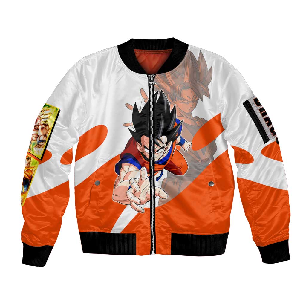 Son Goku Kamehameha Legend Sleeve Zip Bomber Jacket Iconic Anime Battle Style