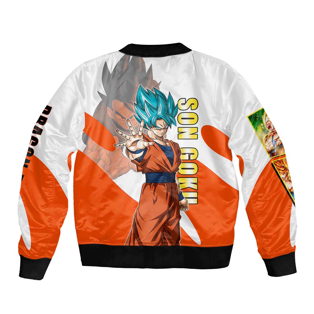 Son Goku Kamehameha Legend Sleeve Zip Bomber Jacket Iconic Anime Battle Style
