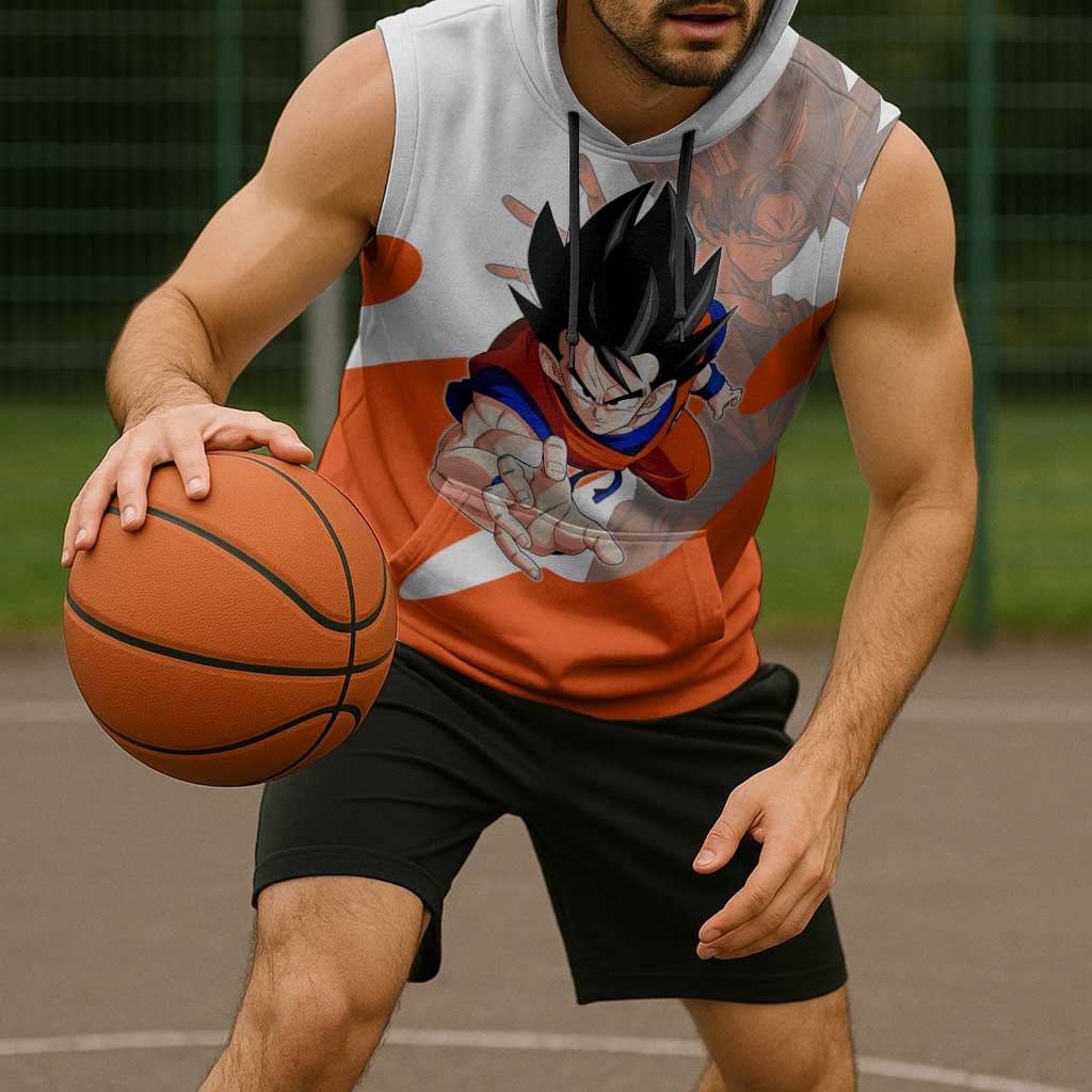Son Goku Kamehameha Legend Sleeveless Hoodie Iconic Anime Battle Style