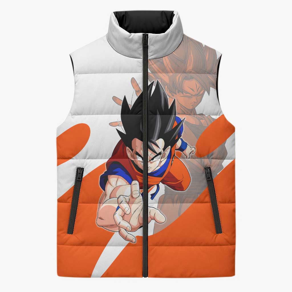 Son Goku Kamehameha Legend Sleeveless Puffer Jacket Iconic Anime Battle Style