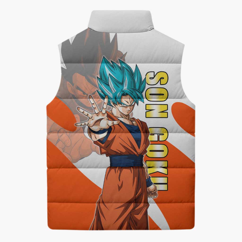 Son Goku Kamehameha Legend Sleeveless Puffer Jacket Iconic Anime Battle Style