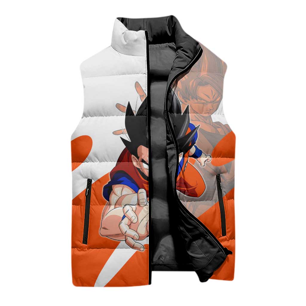 Son Goku Kamehameha Legend Sleeveless Puffer Jacket Iconic Anime Battle Style