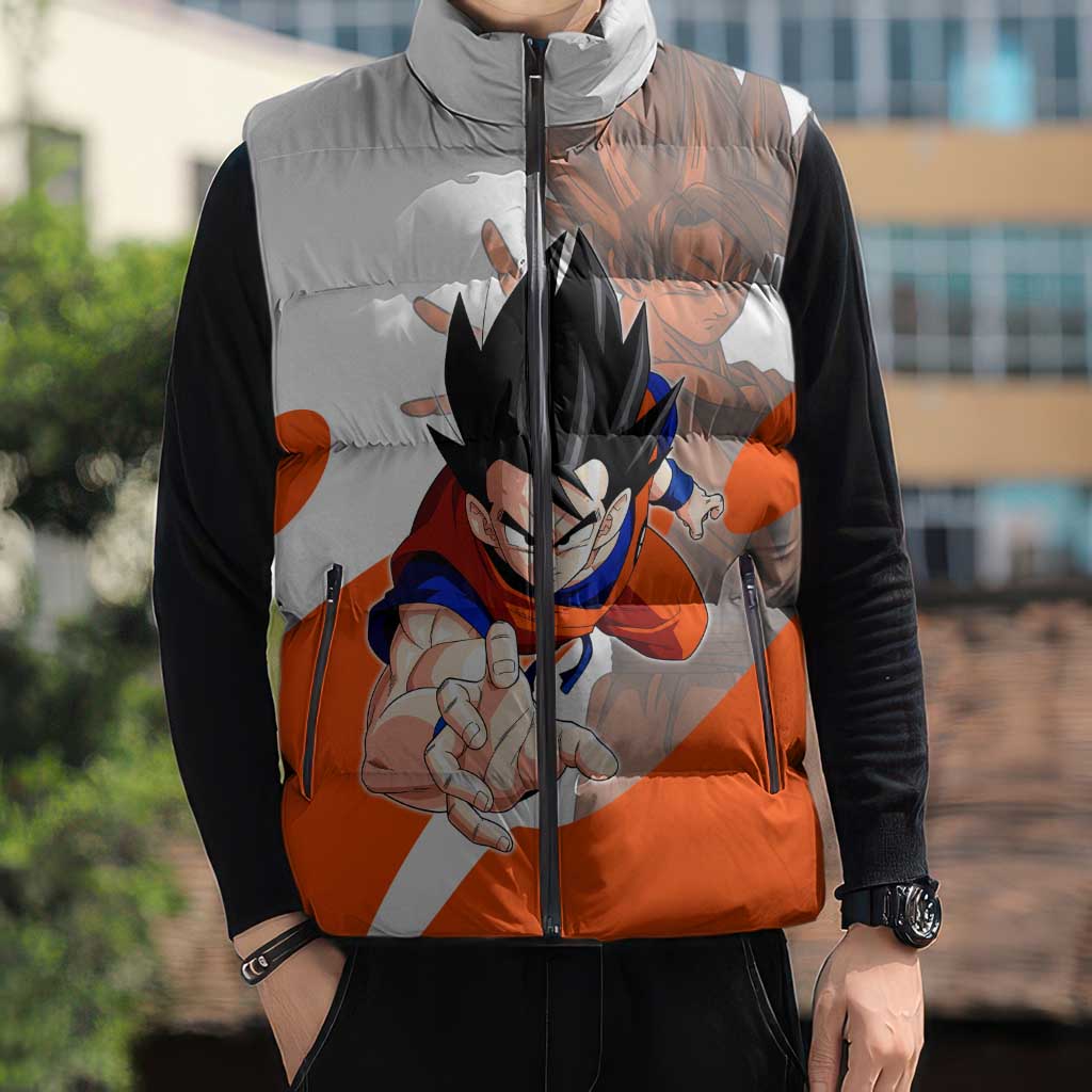 Son Goku Kamehameha Legend Sleeveless Puffer Jacket Iconic Anime Battle Style